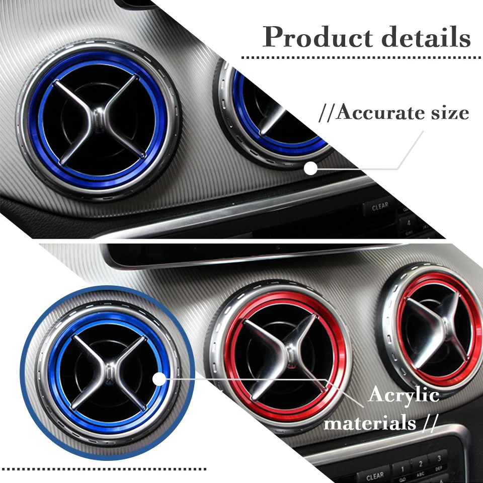 Cnparts для Mercedes Benz A B GLA CLA класс W176 W246 Тюнинг машины наклейки центральной консоли, устанавливаемое на вентиляционное отверстие в салоне автомобиля на выходе кольца аксессуары