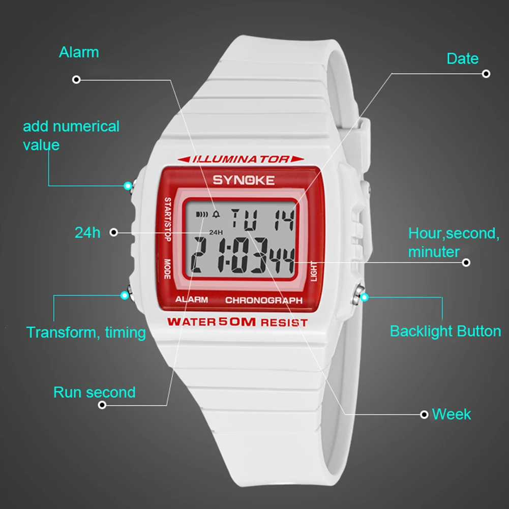 

Men Sports Casual Watch Outdoor Men Waterproof Square Calendar Alarm Electronic Digital Wrist Watch Clock Relogio Masculino