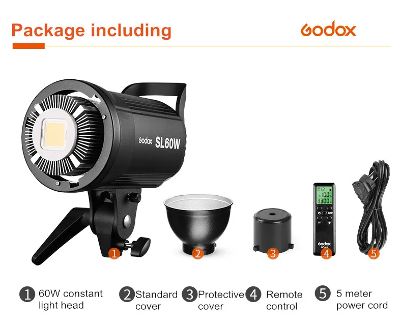 Godox SL-60W 5600K светодиодный Foto лампа Bowens светодиодный светильник для видеосъемки Для фото телефона DSLR камера светильник ing Studio Фотография