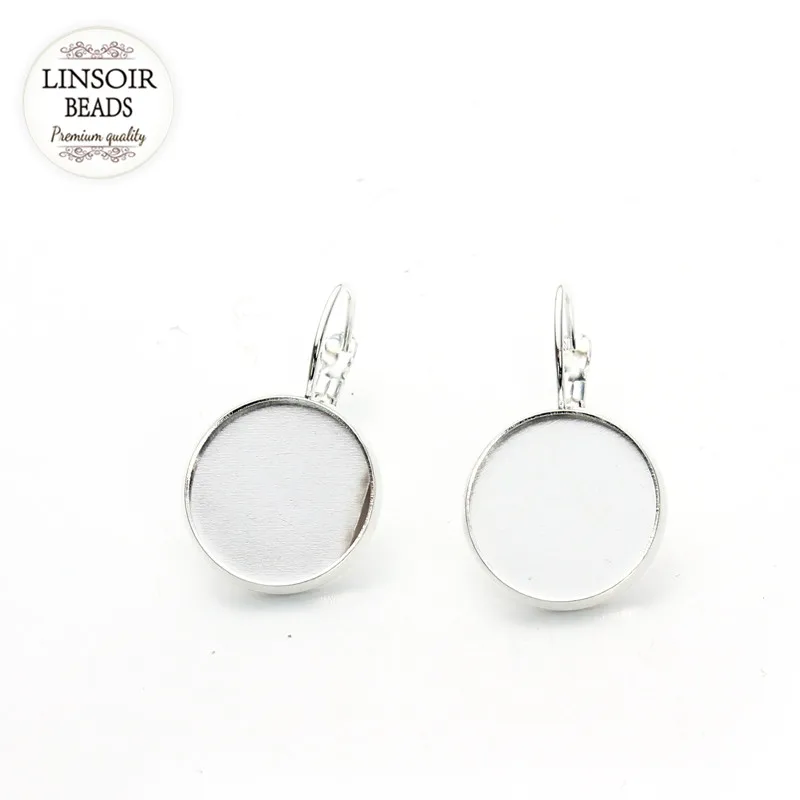 Круглые регулируемые серьги кольца с кабошоном 10 шт./лот 7 размеров серебряным