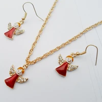 2022 new christmas angel jewelry setsdelicate christmas angel necklace earrings setschristmas elves pendant sets for women