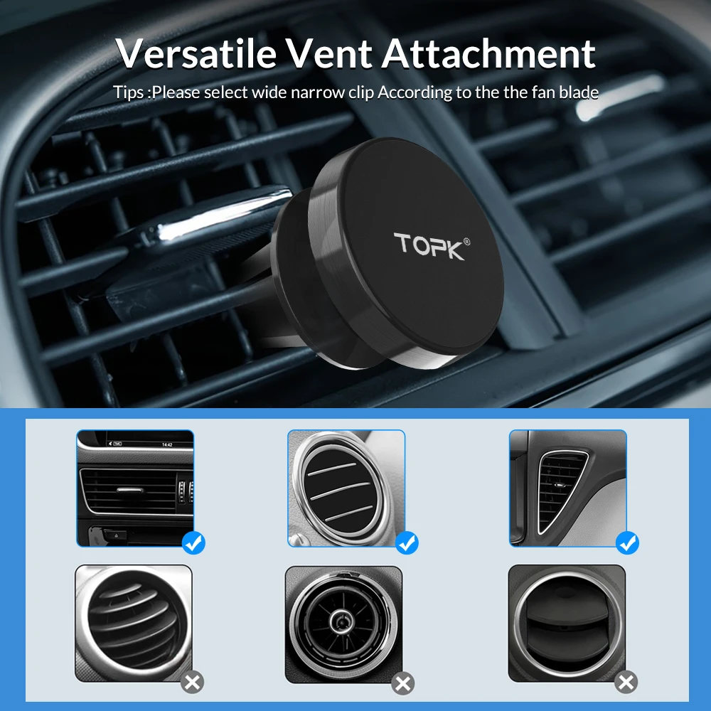 Универсальный магнитный автомобильный держатель TOPK для мобильного телефона