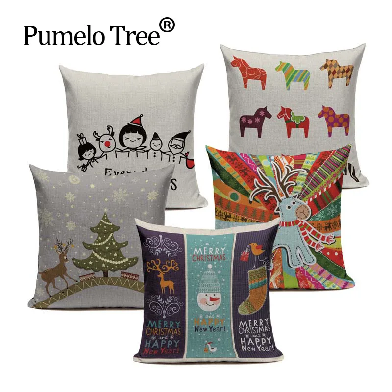 Винтажная хлопковая Рождественская наволочка в скандинавском стиле Almofada