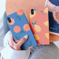 square phone cases for iphone 11 pro max 2019 xs max xr x 8 7 6s plus cartoon fruit doodle lemon orange pattern soft back cover