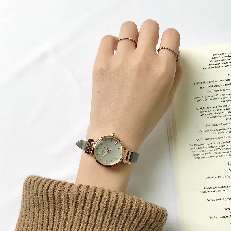 Ulzzang модный бренд женские часы с браслетом ретро коричневые винтажные кожаные