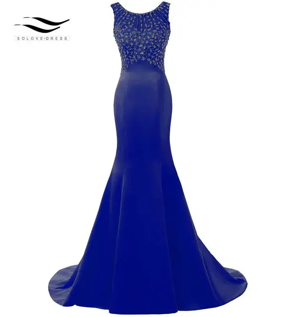 SOLOVEDRESS Элегантный Совок матовый сатин настоящая фотография блестящие бусины Русалка длинное вечернее платье U Назад Формальное золотистое платье SLD-E5005