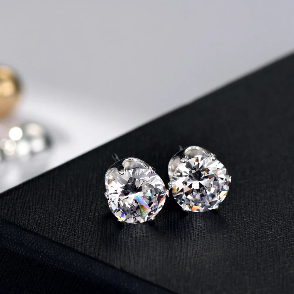 Серьги гвоздики Neoglory Стразы с маленькими шариками три пары набор для женщин