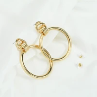 big rose gold drop geometric round dangle earrings for women 2019 circle fashion female jewelry wedding party accessories gifts
