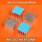 Оптовая продажа, серебристый анодированный алюминиевый радиатор центрального процессора 20x21x15 мм с теплопроводящей клейкой прокладкой