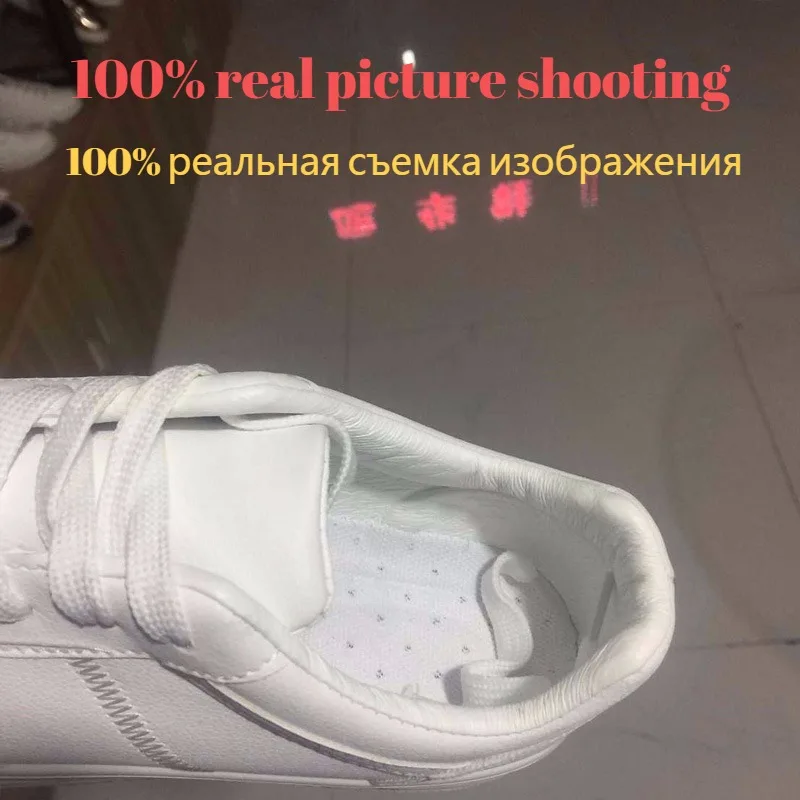 Женская кожаная Спортивная Белая обувь 2018 г. Женские кружевные кроссовки на