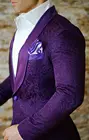 Высококачественные фиолетовые Пейсли смокинги для жениха на одной пуговице, шаль, воротник, мужские костюмы для жениха, блейзеры (пиджак + брюки + галстук) W:730