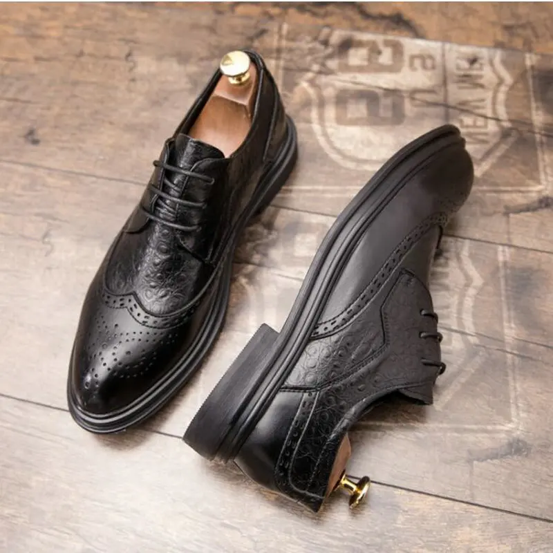 Брендовые мужские модельные туфли из кожи крокодила в деловом стиле Вечерние