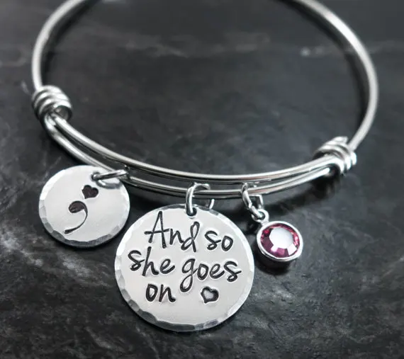 Украшения для выпускного Semicolon браслет и так она идет на серебро самоубийцы подавление осознание паузы браслеты для женщин Девушка YLQ0685