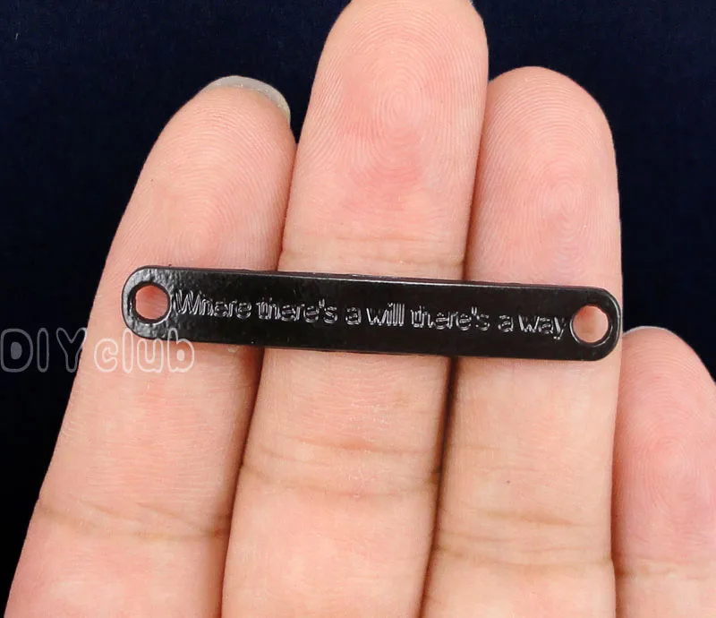 

50pcs-Black Tone Where There's A Will There's A Way Connector Charms 45x7mm