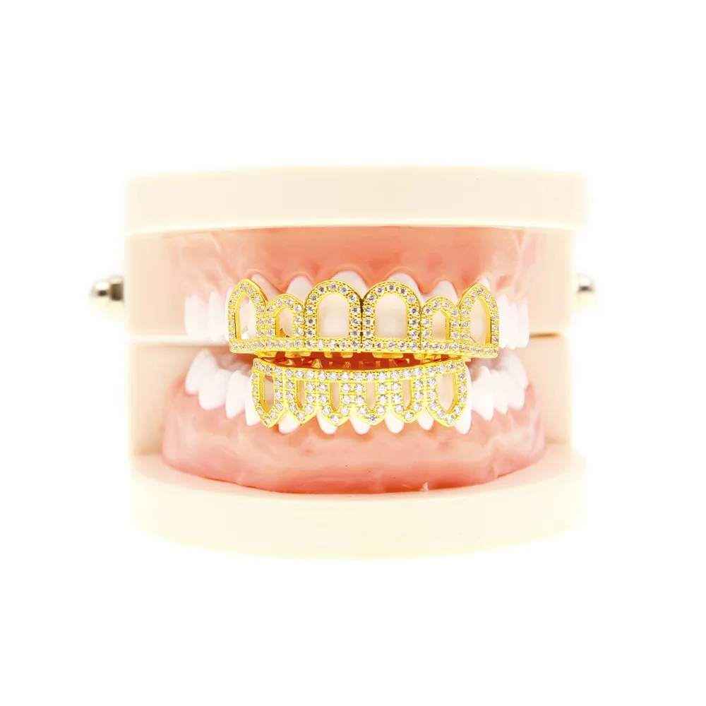 Набор для мужчин и женщин в стиле хип хоп золотые колпачки с полым кубическим