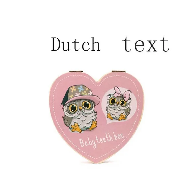 dutch text A Деревянный ящик для зубов португальский/английский/испанский/французский/Итальянский детский ящик для зубов деревянный органайзер для молочных зубов Сувенирный чехол для хранения - Цвет: dutch text A