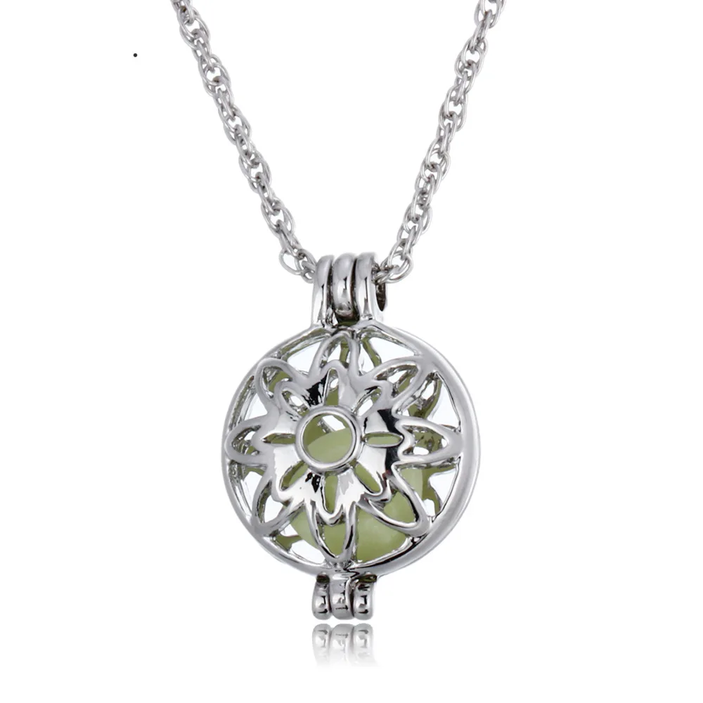 Женские Подвески в виде цветка светящаяся темная бусина открытые ожерелья и