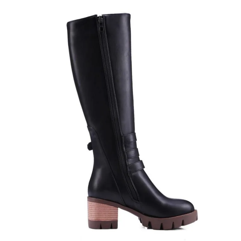 ZALAVOR/женские зимние сапоги до колена обувь на платформе с пряжкой женские удобные