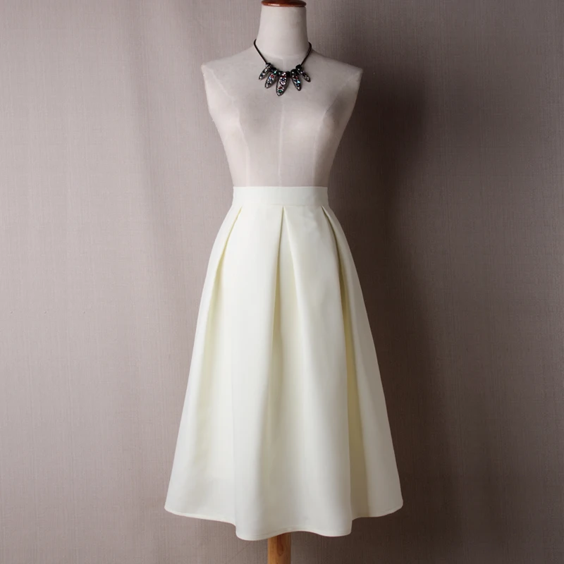 Юбка женская Плиссированная до колена с высокой талией однотонная для офиса на