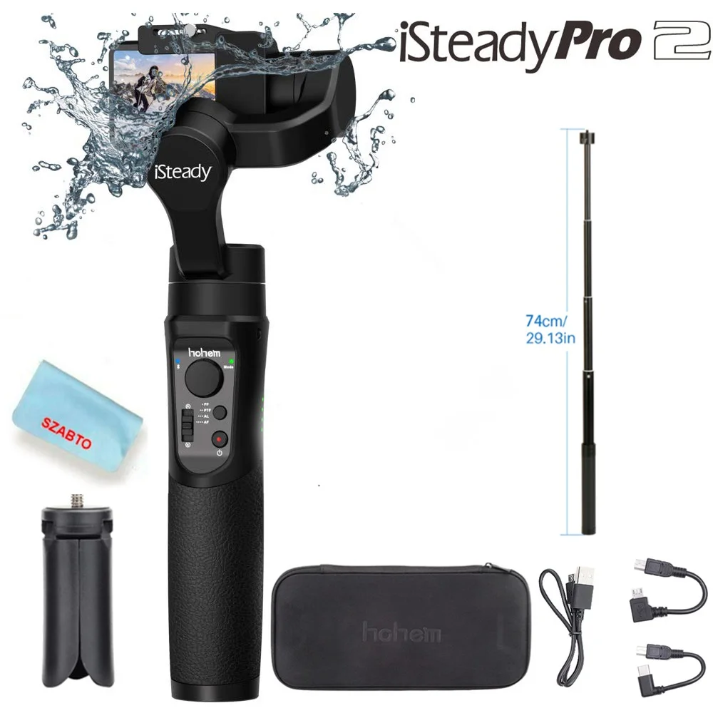 Pro 2 with Extension HOHEM iSteady Pro 2/Pro 3-осевая карманная брызгозащищенное с шарнирным замком для DJI Osmo Экшн камера Gopro Hero 7/6/5/4/3 SJCAM YI Action Камера - Цвет: Pro 2 with Extension
