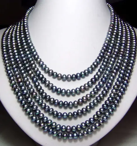 fast Long 130&quot 7-8mm Black Akoya Cultured Pearl Necklace AAA | Украшения и аксессуары