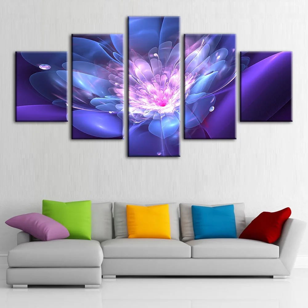 Canvas Print Picture Wall Artwork Paintings HD 5 Panel Flowers Purple Home Decoration Module Poster For Living Room Framework | Дом и сад