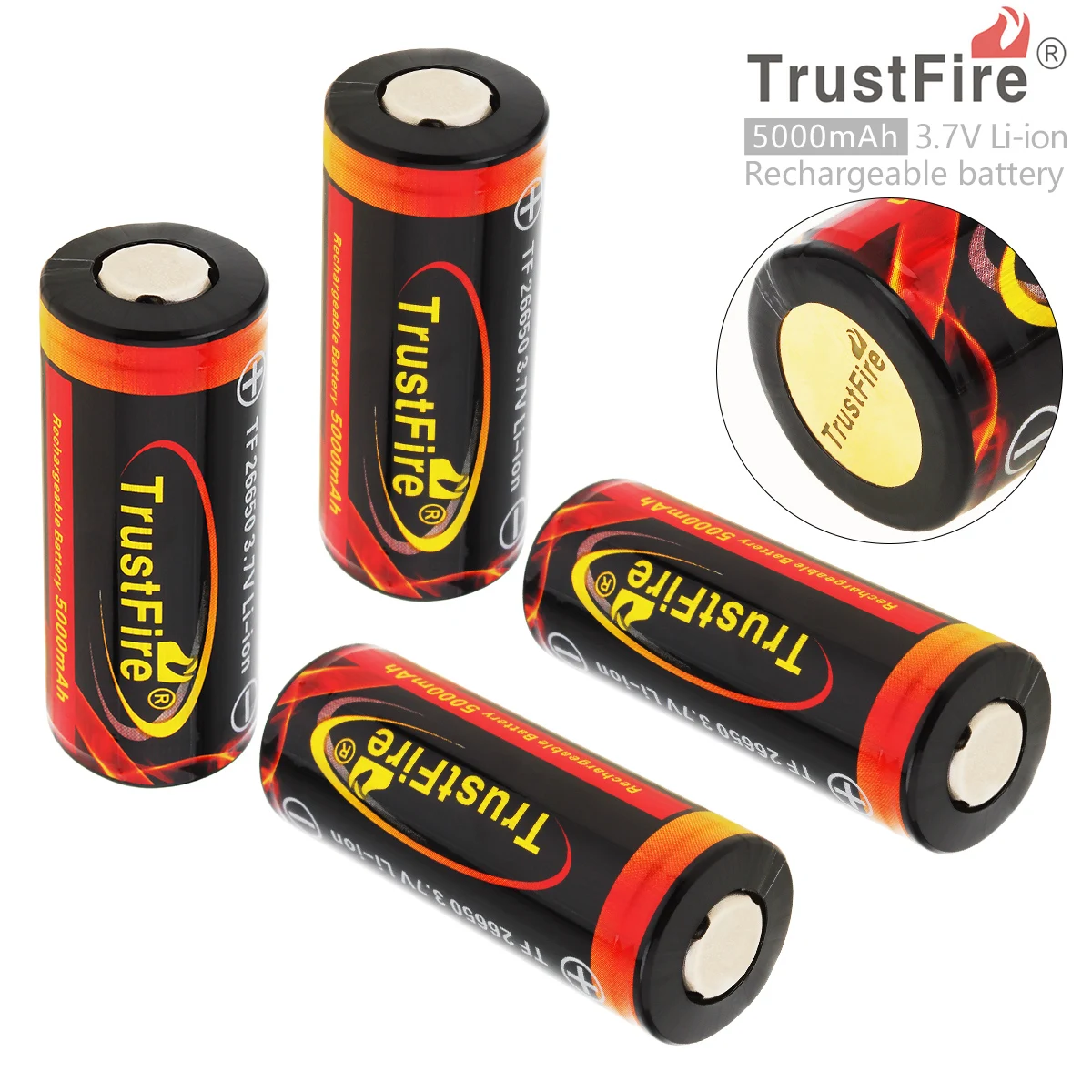 4 шт. TrustFire 3 7 в 26650 5000 мАч литий ионная аккумуляторная батарея с защищенной