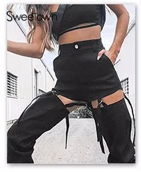 Sweetown, черная, однотонная, с вырезом на талии, сексуальная, бандажная, летняя футболка, для женщин, Новое поступление, короткий рукав, Круглый ворот, базовая футболка, эстетическая