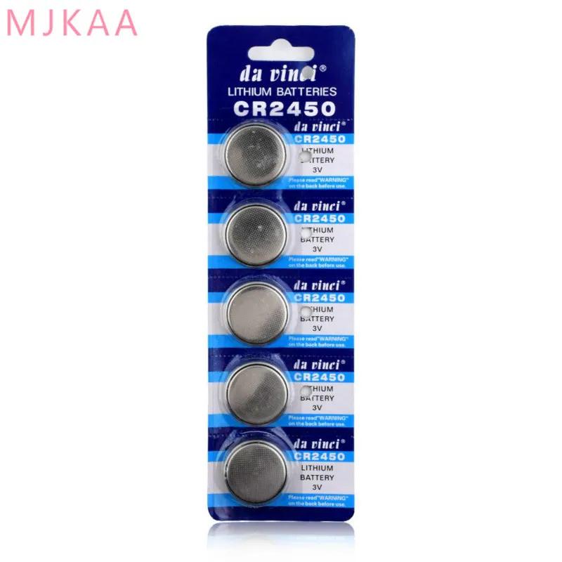 5шт./упак. CR2450 кнопочные батареи для часов электронных игрушек пультов