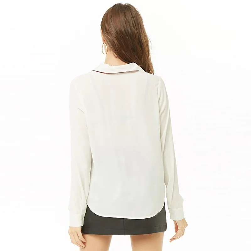 Рубашка HDY Haoduoyi женская однотонная с длинным рукавом для офиса на весну-лето 2019 -