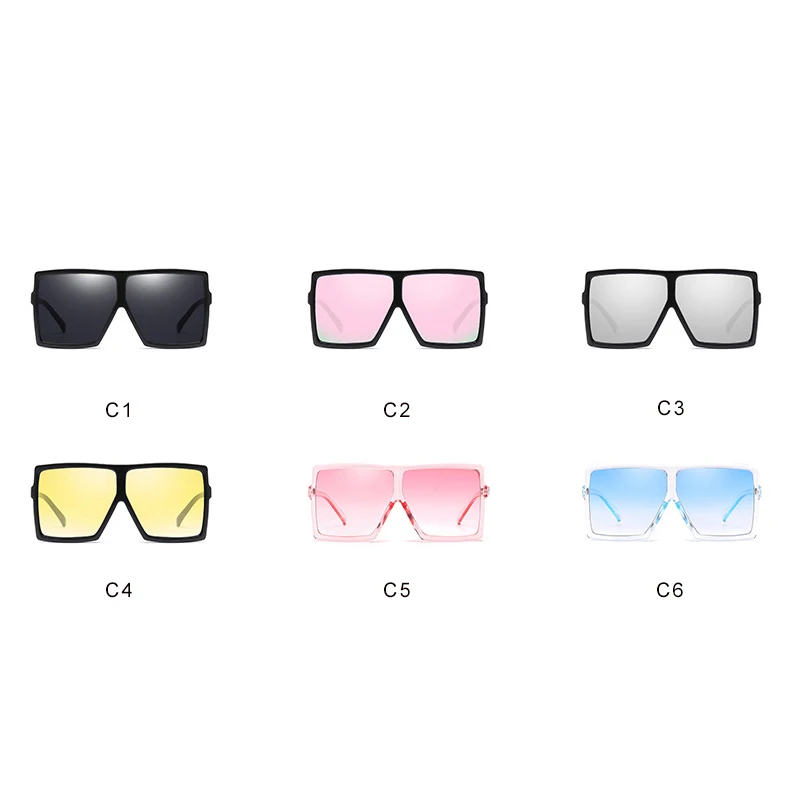 

ROYAL GIRL Oversize Women Sunglasses 2020 Brand Designer Women Men Large Flat Top Square Transparent Frame Oculos UV400 ss177