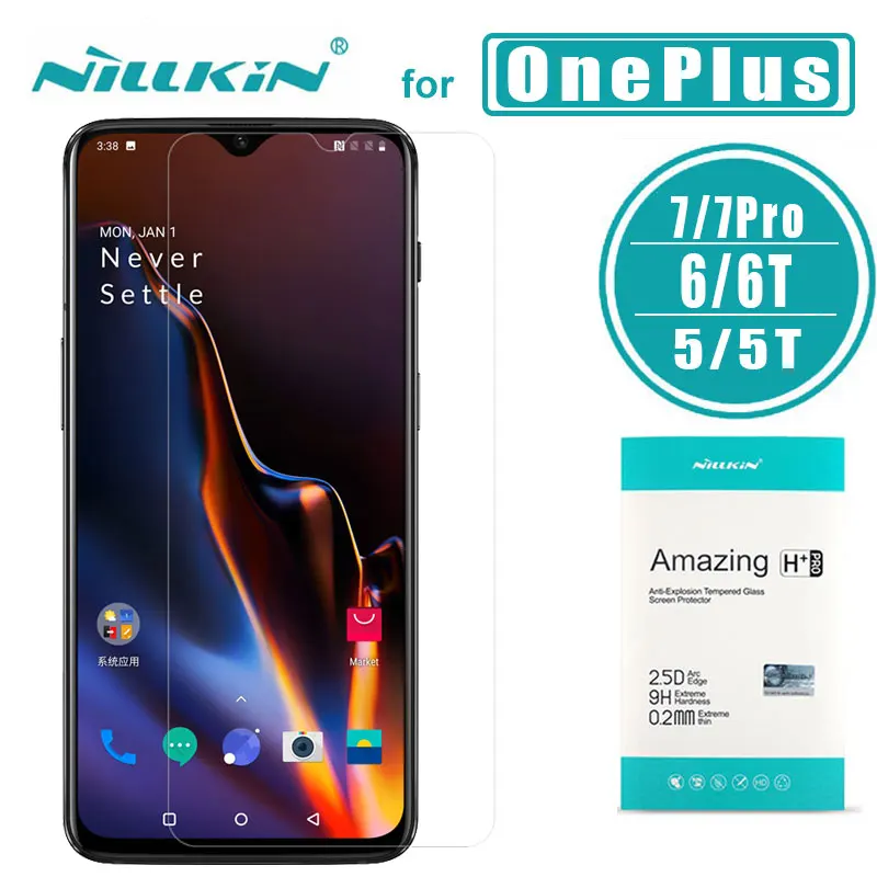 Oneplus 7 7T 6T 6 5T 5 Tempered Glass Nillkin 9H+ Pro 2.5D Clear Glass Screen Protector Film for Oneplus 7 6T 6 5T Nilkin Glass