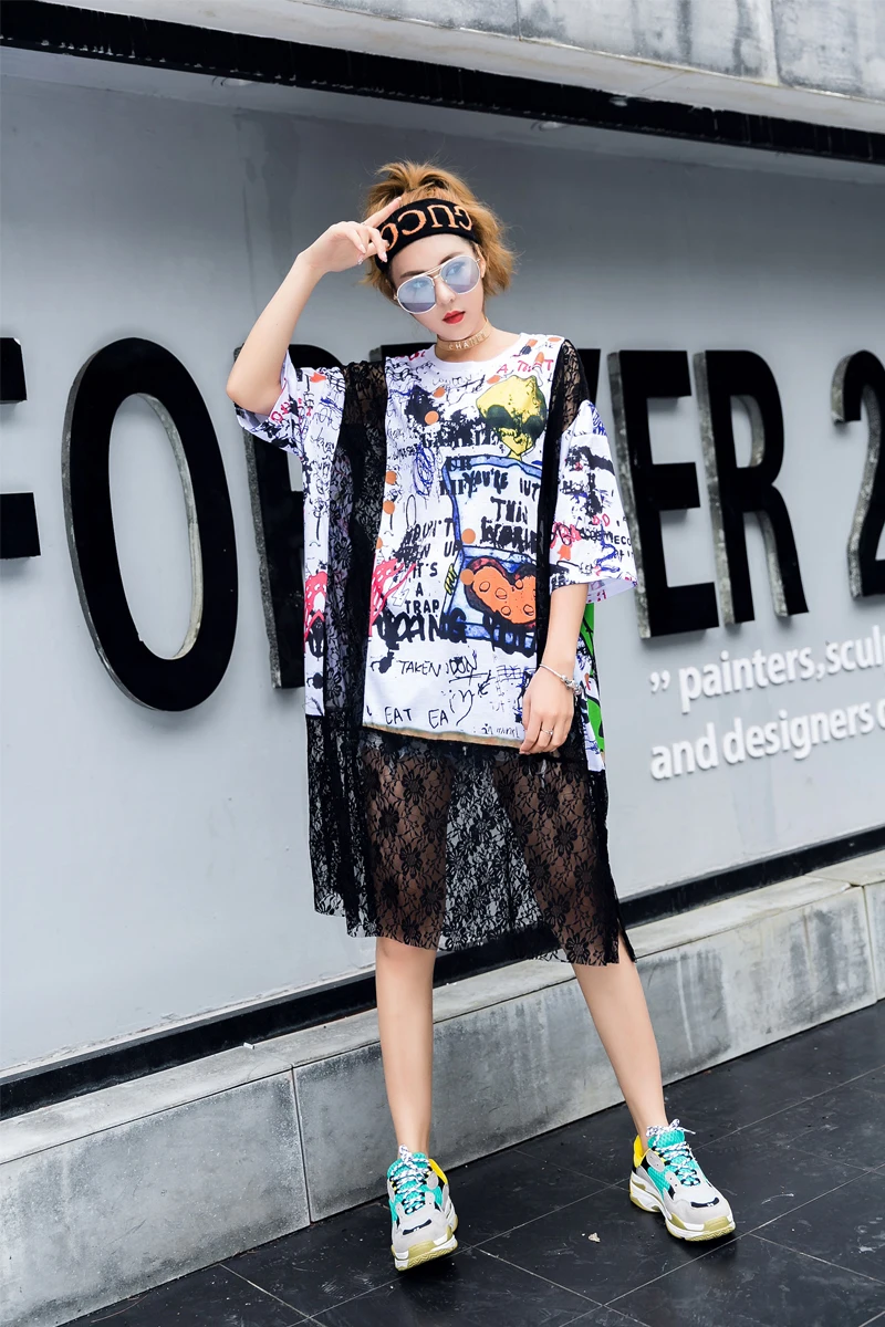 Модная брендовая Женская летняя футболка большого размера в стиле хип-хоп с