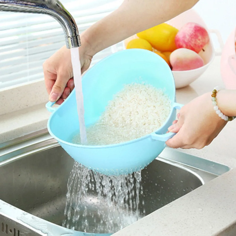 Double Handle Rice Washing Machine Strainer Basket Kitchen Wash Sieve Tool Helper | Дом и сад
