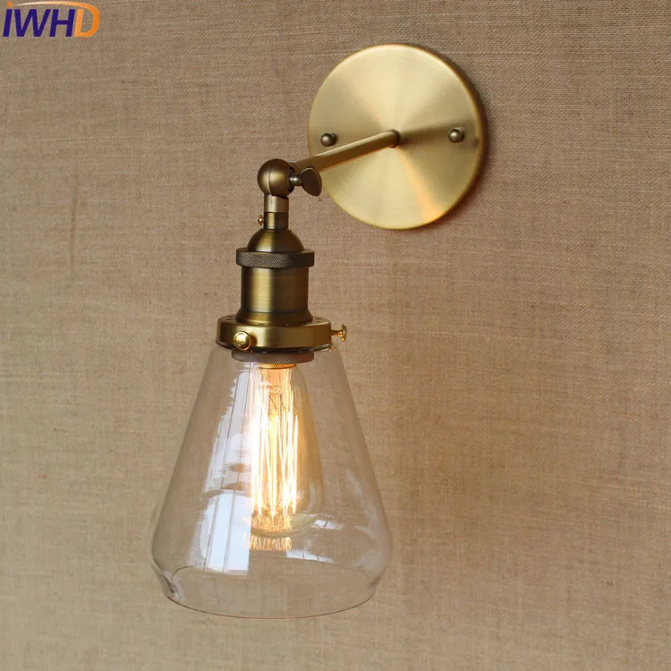 Iwhd Стекло мяч ретро Винтаж настенные светильники бра wandlamp LED edison промышленных настенный светильник Лофт Apliques сравнению Lampen