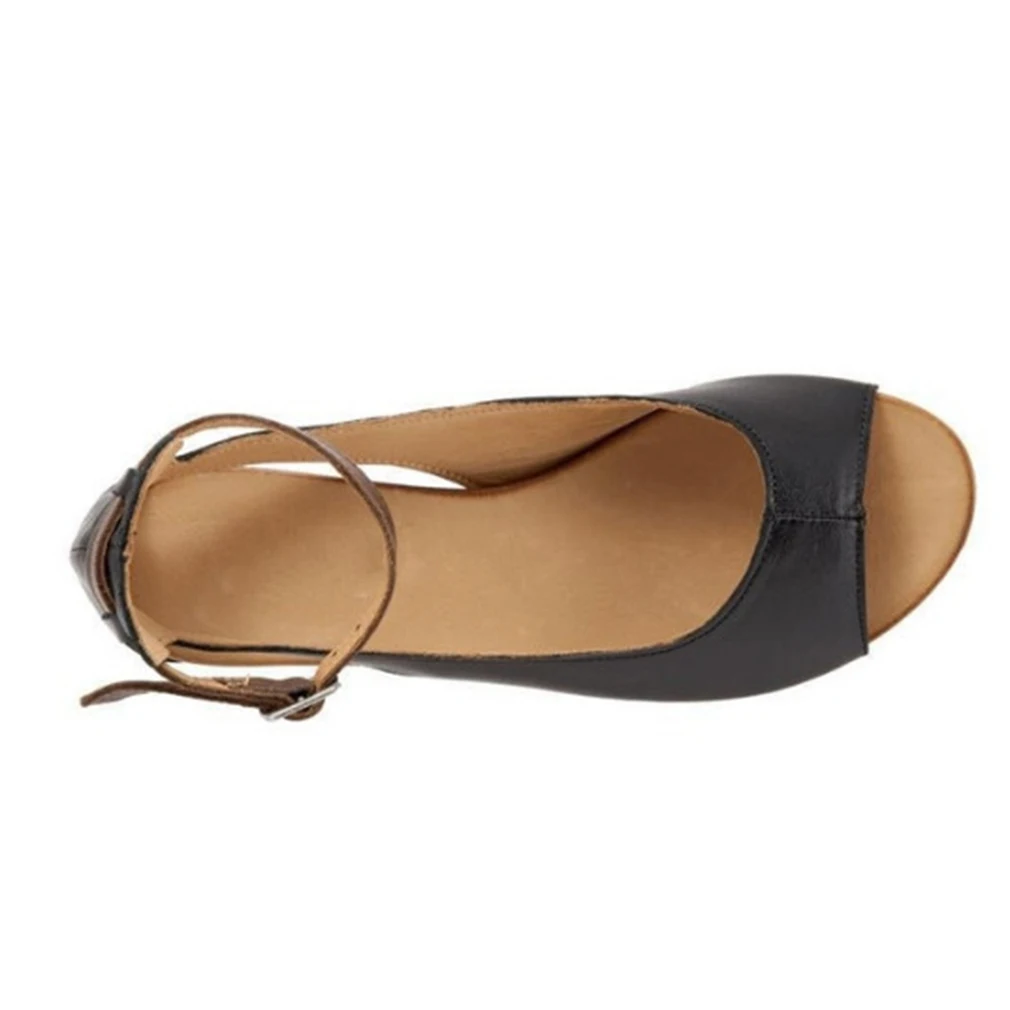 Сандалии женские кожаные без застежки босоножки на плоской подошве Повседневная