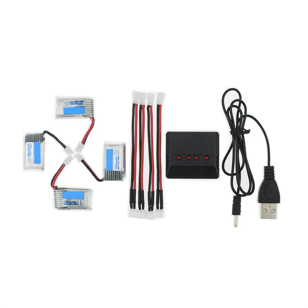 4 шт 150mAh 3 7 V li po батарея и x4 USB зарядное устройство для Eachine E010 Furibee F36 JRC H36 NH010 RC Quadcopter