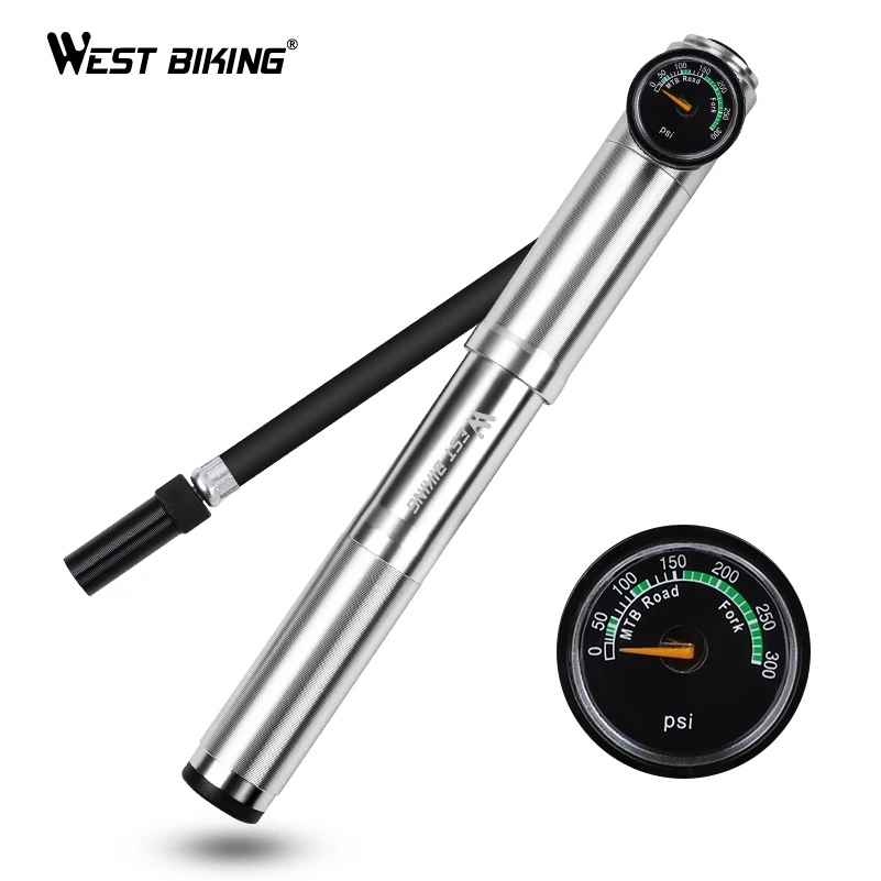 WEST BIKING велосипедный насос 300 PSI Presta/Schrader (Шрадер) Велоспорт шин вилка бомба шланг MTB