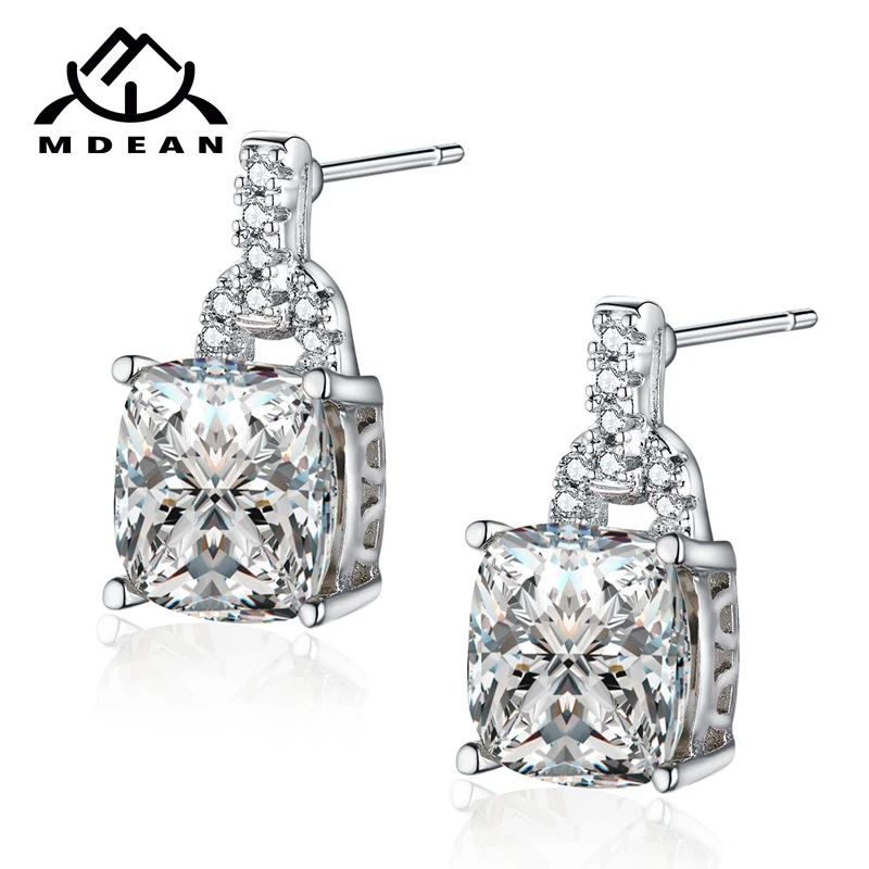Женские серьги-гвоздики MDEAN из белого золота свадебные серьги с прозрачным