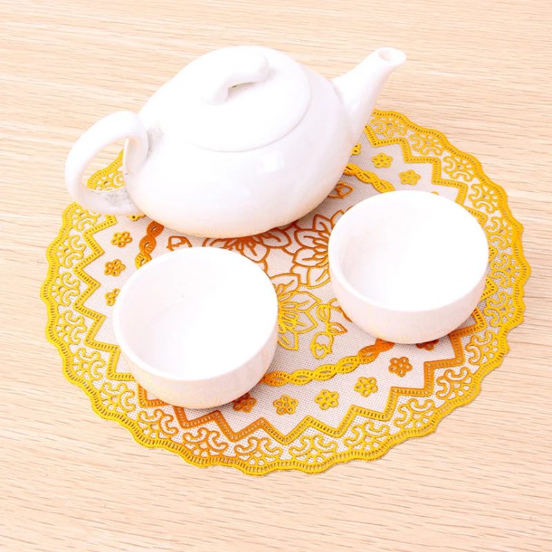 

Sale 1PCS Square Circular Lamp Western Cup Food Mat Bronzing Heat Insulation Mat Waterproof and Antiskid Discoloration