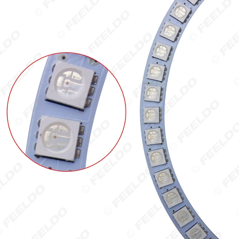 FEELDO 4x127.5мм Автомобильная RGB 5050SMD вспышка LED Ангельские Глазки Halo кольца дневные