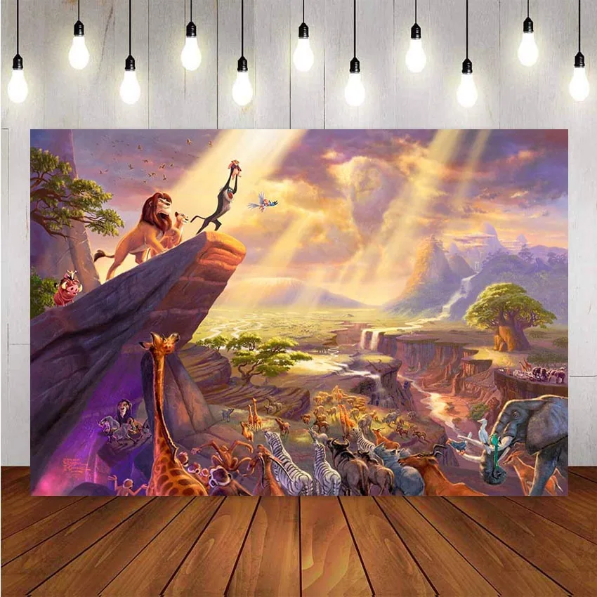 Фон для фотосъемки Король Лев Simba Дети День рождения декорация фотосессия фон фотостудия баннер