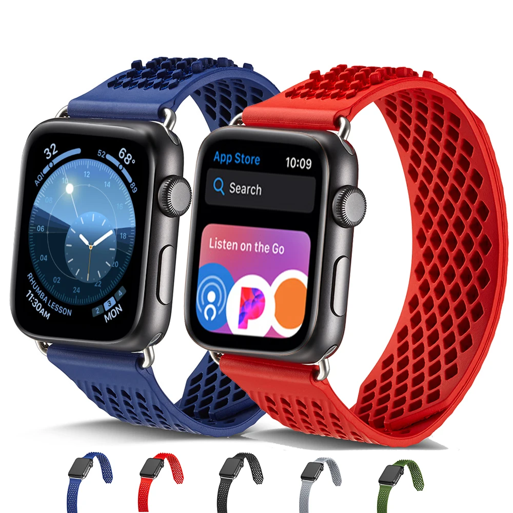Тканые силиконовый спортивный ремешок для наручных часов Apple Watch 44 мм/38 мм/42 мм/40