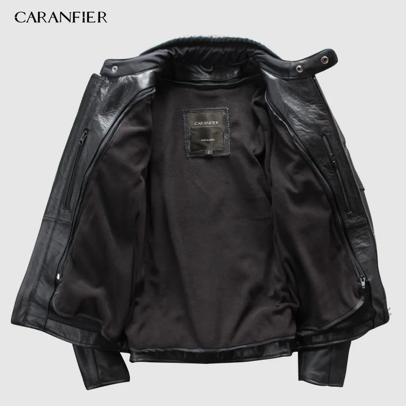 Куртка из натуральной кожи CARANFIER Мужская многофункциональная мотоциклетная