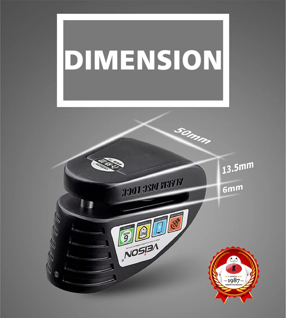 DX8 Мотор велосипед Противоугонная сигнализация скутер тормозной диск замок