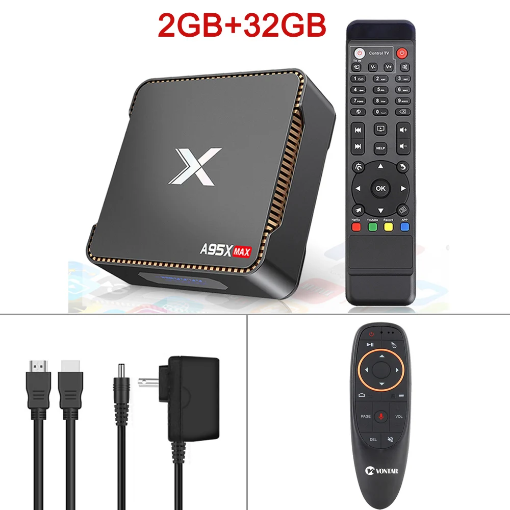 Запись видео Android 8,1 tv Box 4 ГБ ОЗУ 64 Гб четырехъядерный процессор Amlogic S905X2 двойной Wifi BT4.2 1000M H.265 4K 60pfs A95X MAX X2 - Цвет: 2G32G and G10