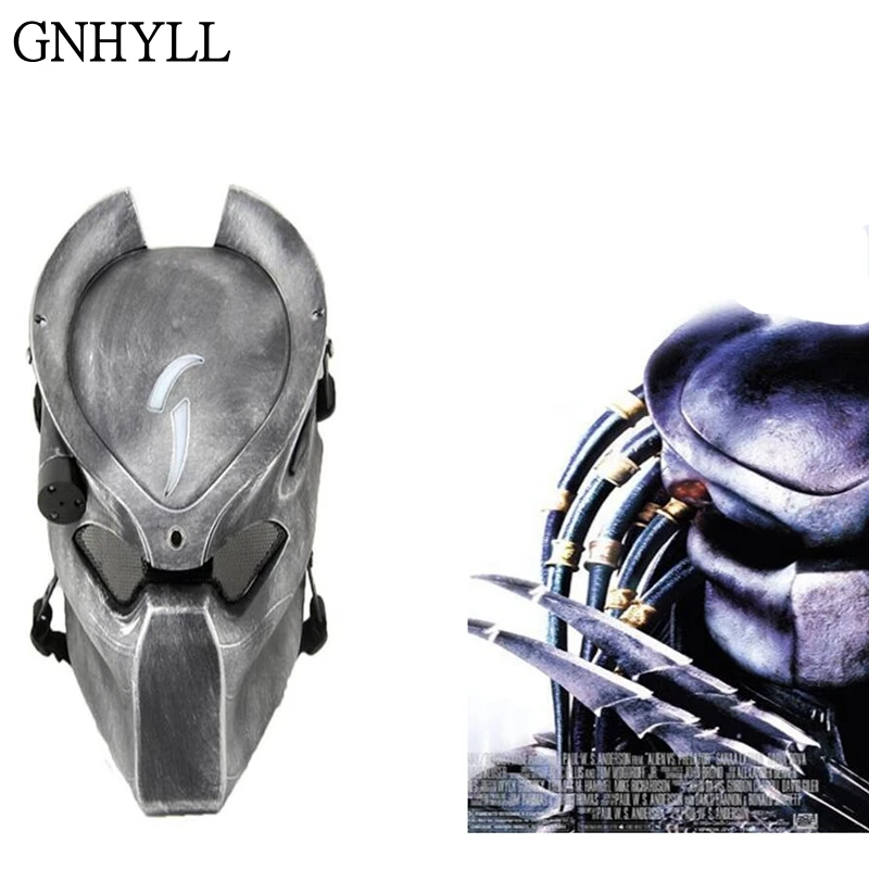 GNHYLL Alien Vs Predator Одинокий Волк Маска с лампой на открытом воздухе Wargame тактическая маска полное лицо CS маска Хэллоуин маски для костюмированной вечеринки