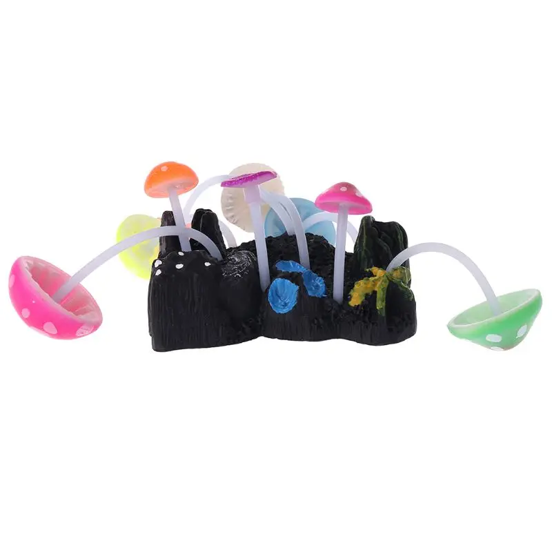 Искусственное Грибное растение с эффектом свечения для аквариума ландшафтный