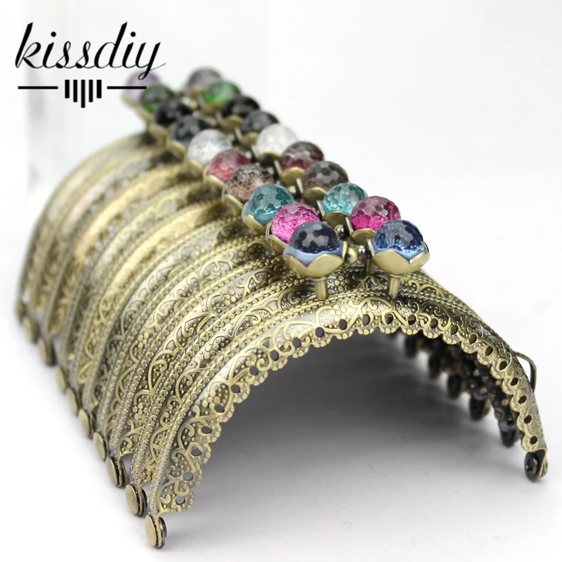 KISSDIY 8,5 см античная бронза тиснение металлический кошелек рамка коралловые бусины поцелуй застежка Монета Сумка DIY швейная сумка аксессуары