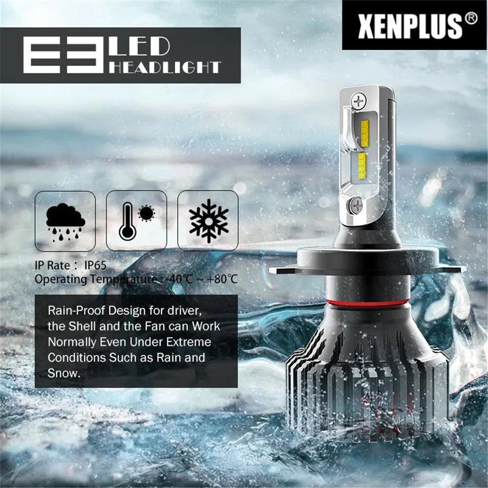 Xenplus 2 шт. H7 Светодиодные Автомобильные фары H4 H11 H8 H1 H3 HB3 H27 9005 9006 Lumiled зэс 12V 60 Вт 8000lm E3 автомобильной лампы Авто противотуманных фар